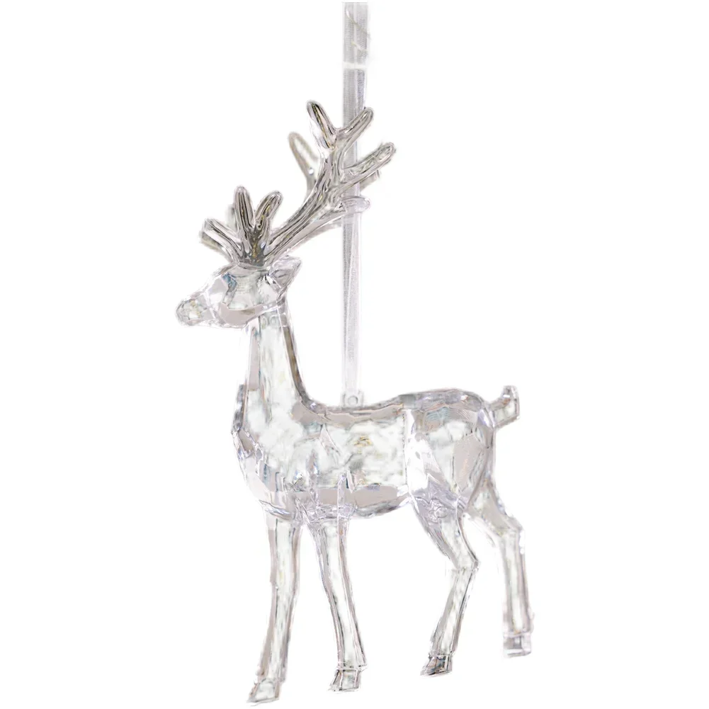 

Christmas Transparent Acrylic Elk Ornament Hanging Decoration Deer Shape Clear Holiday Decor Lightweight Acrylic Seasonal Use