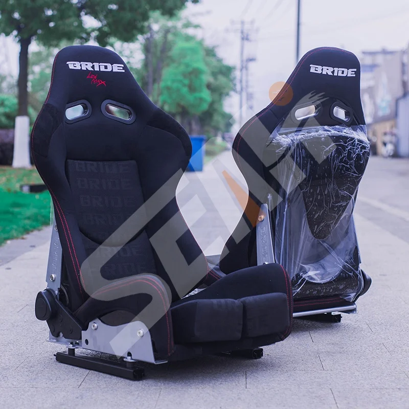 High Quality Glass Fiber Bride Universal Adjustable Bucket Car Racing Seat With Slider