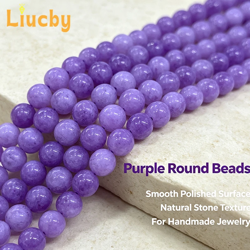 Natural Light Purple Jade Stone Handmade Round Beads For Jewelry Making Rings DIY Bracelets Necklace 15' Wholesales 6/8/10/12MM