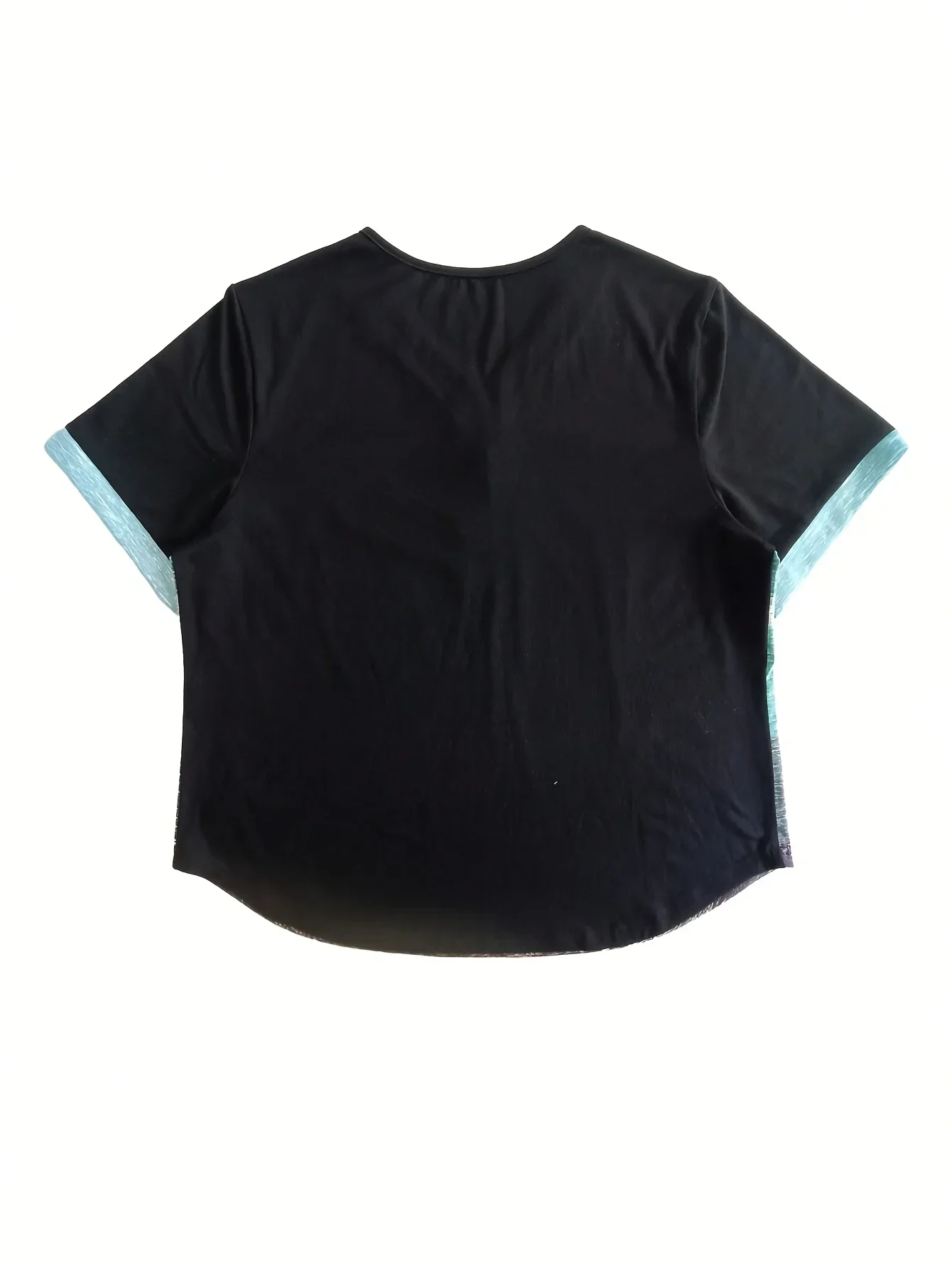 Moda damska w dużych rozmiarach 1XL-5XL, koszulka z nadrukiem, damska koszulka codzienna z kontrastowymi paskami, krótki rękaw.