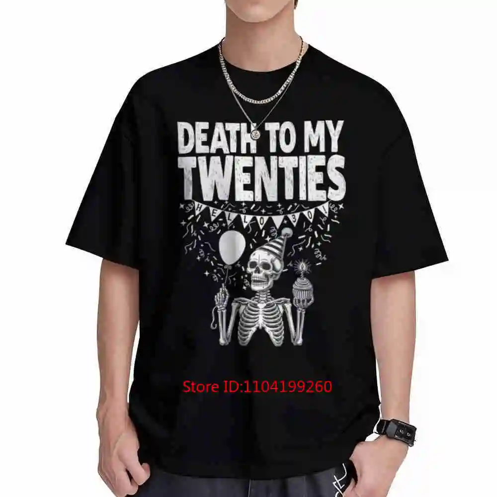 Death To My Twenties Skeleton Party 30 Balloons Champagne Short Sleeve Tee 100% Cotton T-Shirt