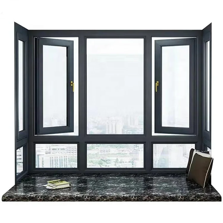 Aluminum Triple Glass Glazed Profile Swing Windows Soundproof Aluminium Casement Window