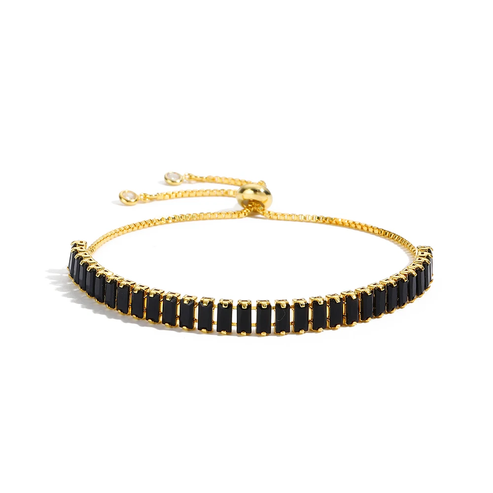 Schwarze Kristall-Tennisarmbänder für Damen und Herren, luxuriöses, verstellbares Armband mit Iced Out-Kubikzirkonia an der Hand, Hippie-Schmuck