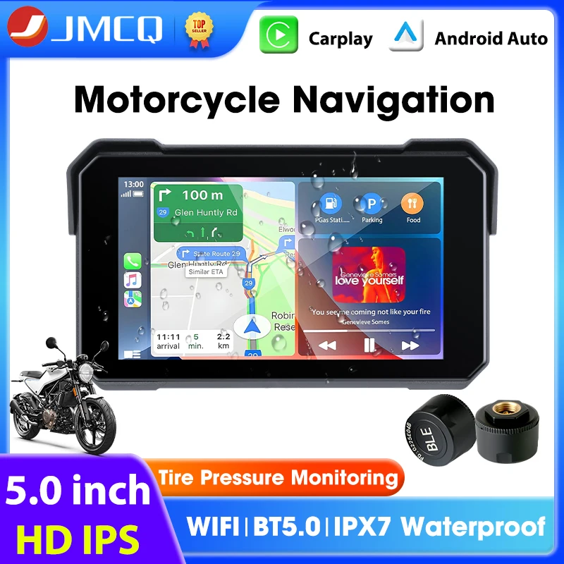 5 بوصة المحمولة دراجة نارية Carplay GPS الملاحة IPX7 شاشة مقاومة للماء واي فاي أندرويد السيارات الوسائط المتعددة الرقمية موتو لوحة القيادة #1