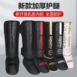 One Pair High-Quality PU Leather Boxing Shin Guards Ankle Protector MMA Muay Thai Training Leg Warmers Light Kicking Shin Pads
