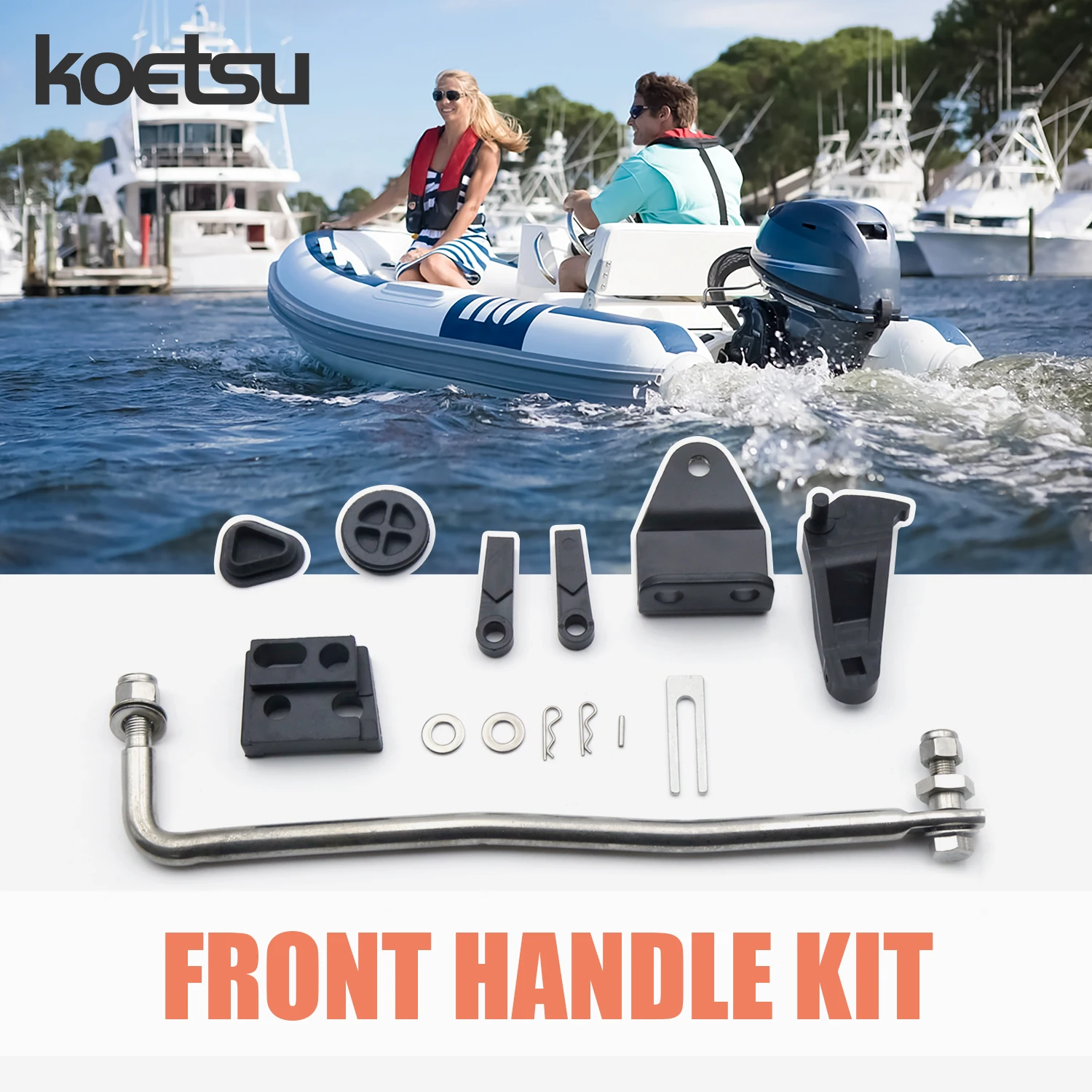 KOETSU Front Handle Kit, Compatible with Yamaha Two-Stroke and Four-Stroke Outboard Motor. 63V-48501-00 66T-48501-01 3P0-83857-0