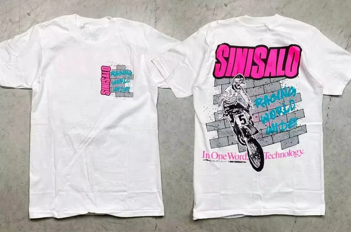 Vintage Styles NOS Vintage 1989 Sinisalo Pattern Print High Quality Men's and Women's Universal Casual Crew Neck Cotton T-shirt