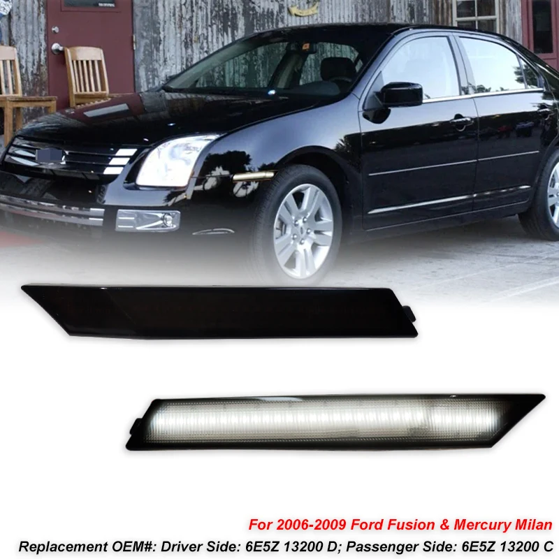 2 peças para ford fusion/mercury milan âmbar led amortecedor dianteiro luz marcador lateral luzes de estacionamento/luz de sinalização 2006-2009