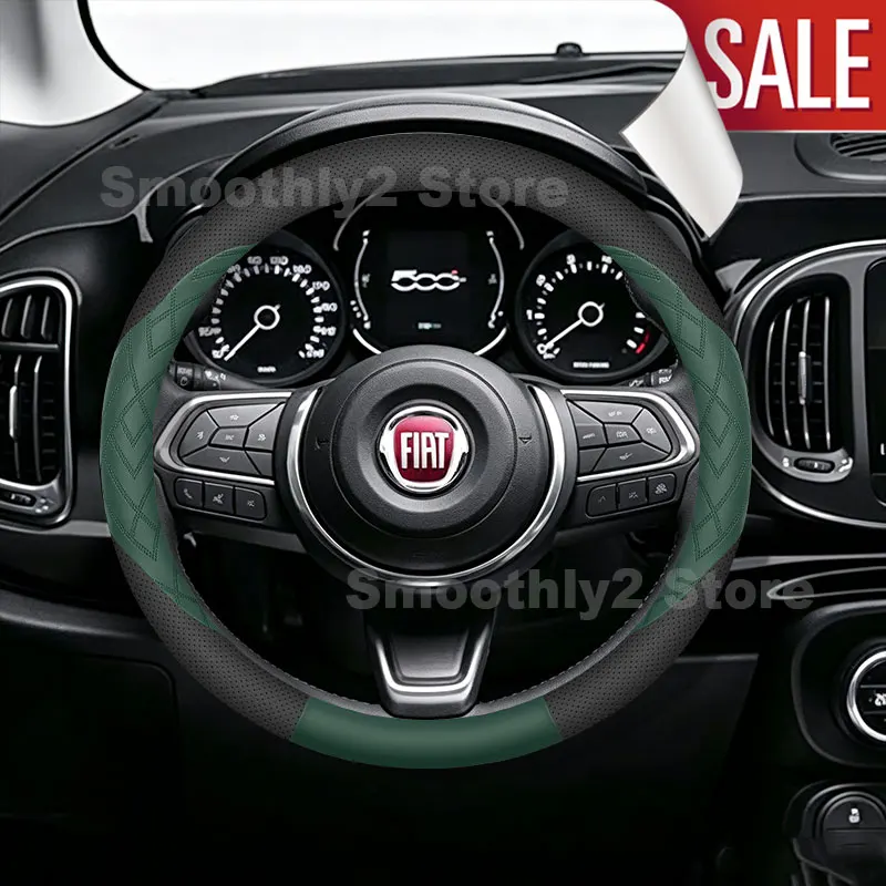 Leather Car Steering Wheel Cover For Fiat Tipo Fullback Strada Toro Doblo Freemont Bravo Stilo Interior Accessories
