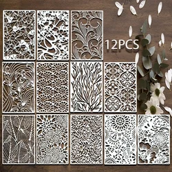 12 pz/16 pz Foglie Corallo Pianta Linee Modello di Pittura Cavo Modello Timbro Creativo FAI DA TE Studente Forniture di Cancelleria