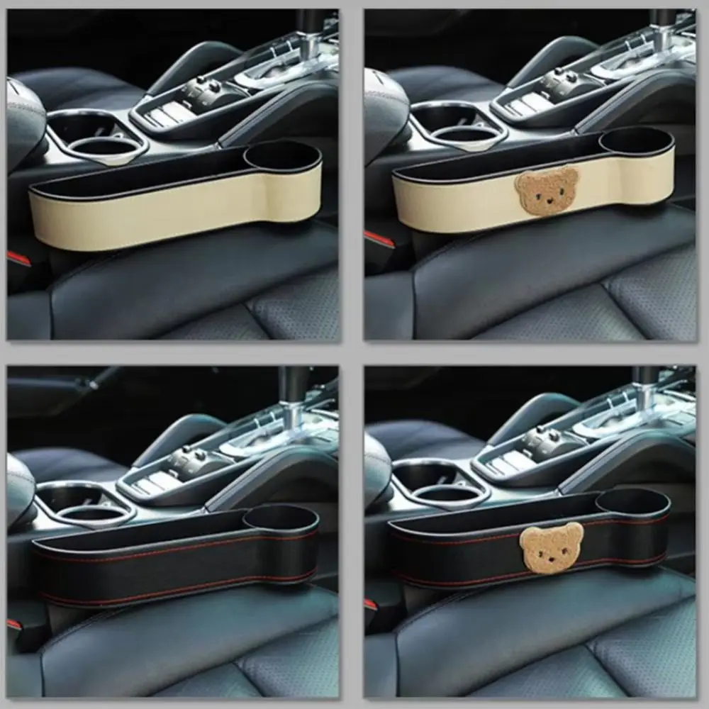 Save Space Car Seat Slot Storage Box Cute Bear Easy To Install Car Crevice Clip Anti-slip Durable Car Seat Gap Filler image 4