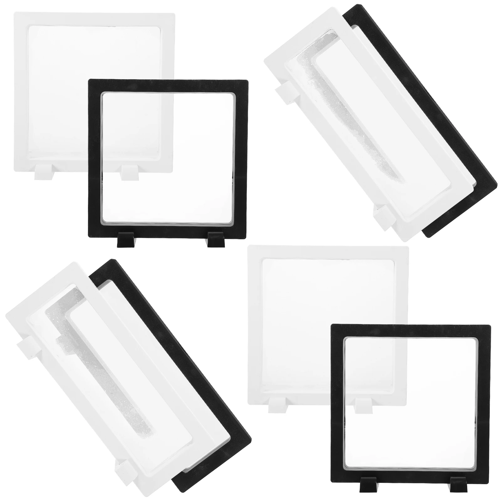 

8pcs Floating Jewelry Display Case Transparent Stand Ring Storage Organizer Desktop Coin Holder Pe Film Display Box Floating