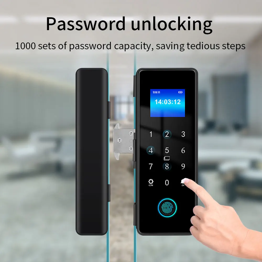 Waterproof IP54 Tuya App Fingerprint Lock Wooden Framed Door Frameless Glass Door Lock 13.56Mhz RFID  Bluetooth Remote Unlock