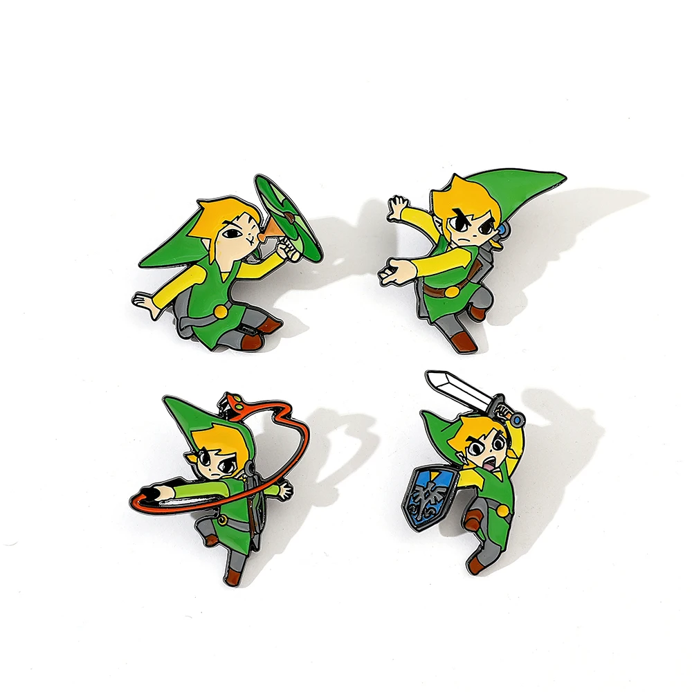 4 Pcs Hot blooded Anime Brooch Handsome Link Enamel Pin Metal Badge Jewelry Clothing Backpack Accessories Gift For Friends