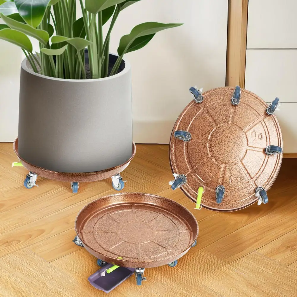 2Pcs 20in Heavy Duty Plant Caddy with Wheels Rolling Planter Stand Outdoor Saucer Tray with Drainage Movable Base Swivel Casters