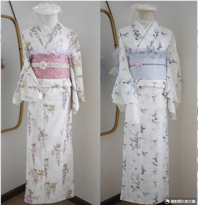 Japanese Retro and Japanese Style Yukata Traditional Women's Lace Small Patterned Kimono
