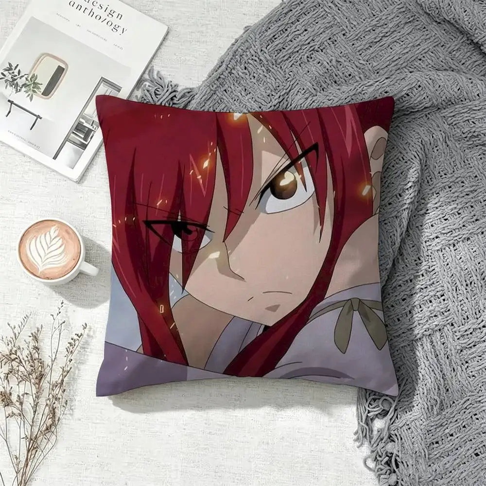 Erza Scarlet Anime Fairy Tail  Double-Sided Printed Cushion Cover Bedroom Bedside Sofa Pillow Case