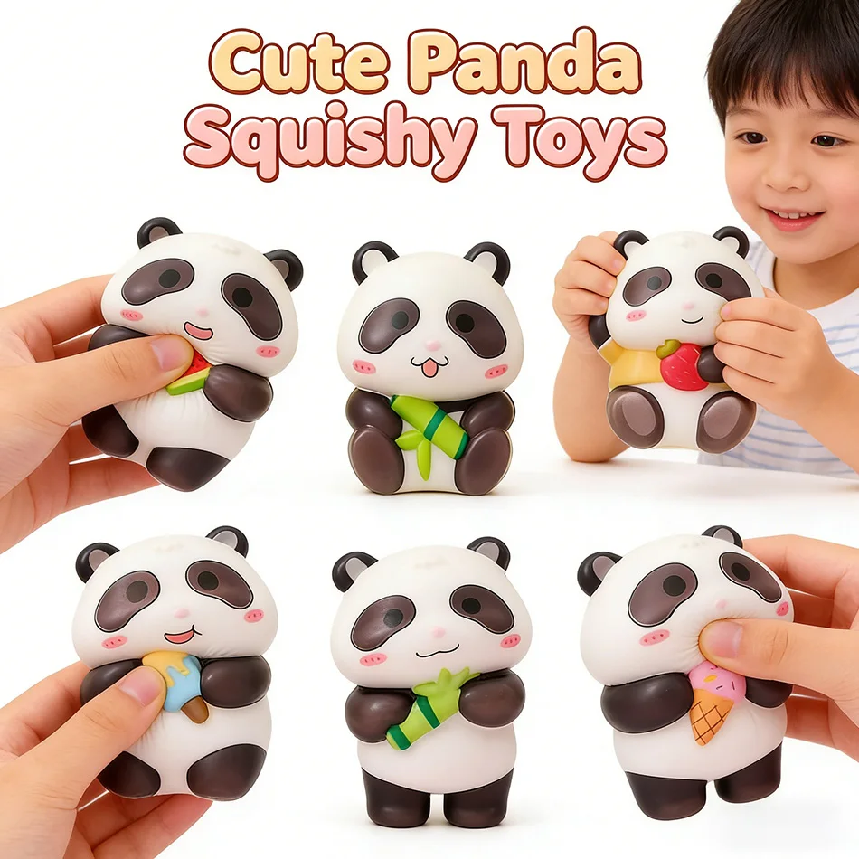 2026 New Squishy Stress Relief Fidget Toy Kwaii Panda Toys Slow-rise Squeeze Toy Figures Model Toys Birthday Gifts