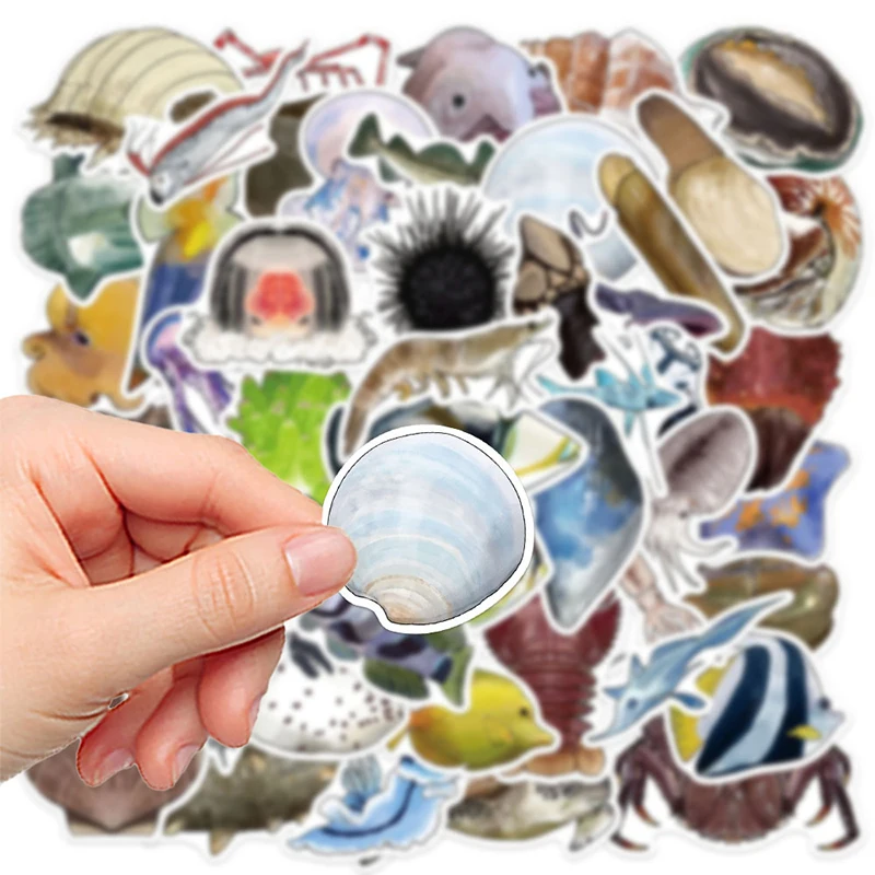 50PCS Underwater Marine Life Stickers Creative Aesthetic Phone Diary Stationery Luggage Guitar Fridge Journal Decoration Decals