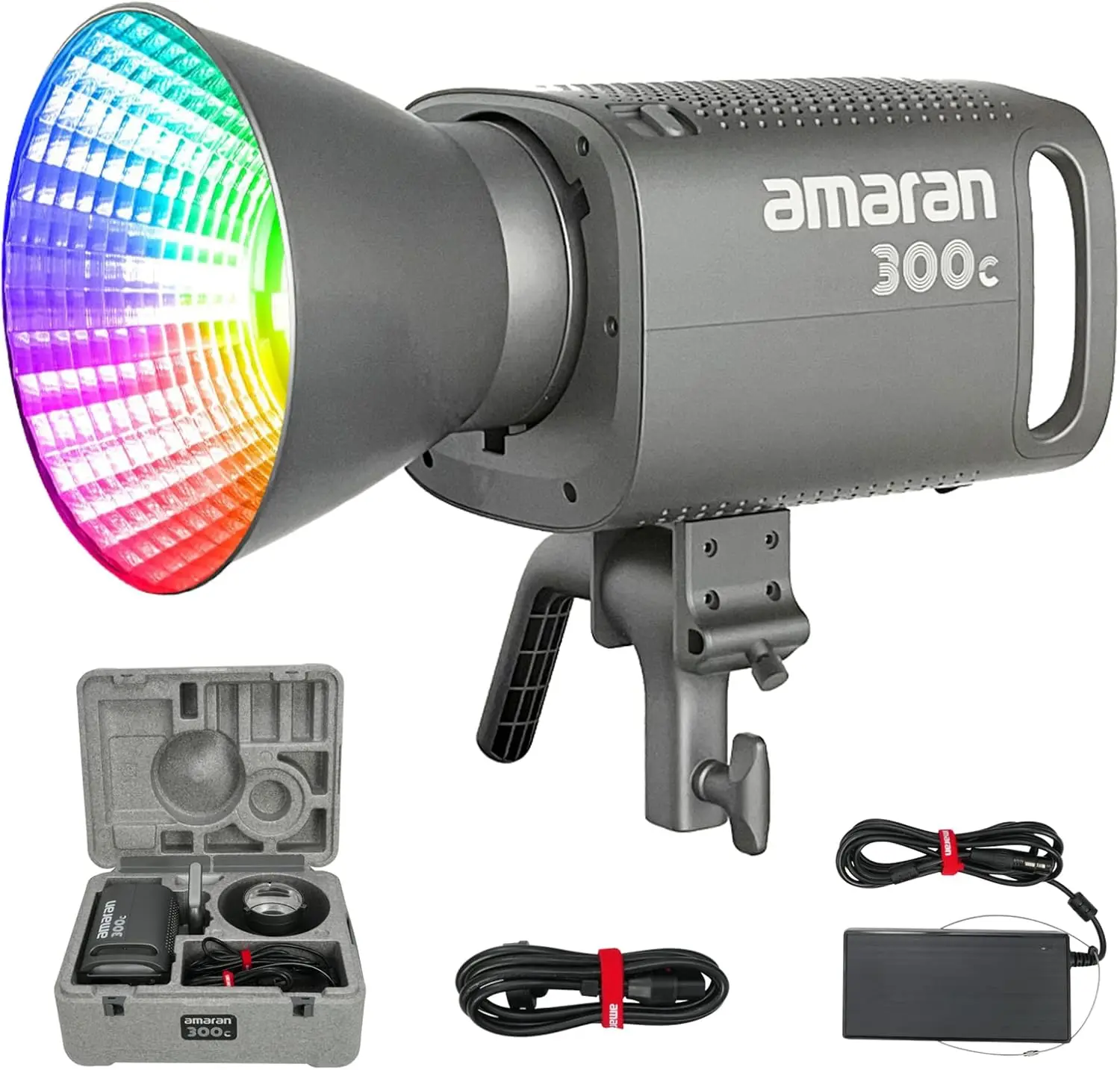 

Amaran 300c RGB COB Video Light Bowen Mount от 2,500 до 7500K CCT с регулировкой G/M 26,580 люкс @ 1 м с гиперотражателем