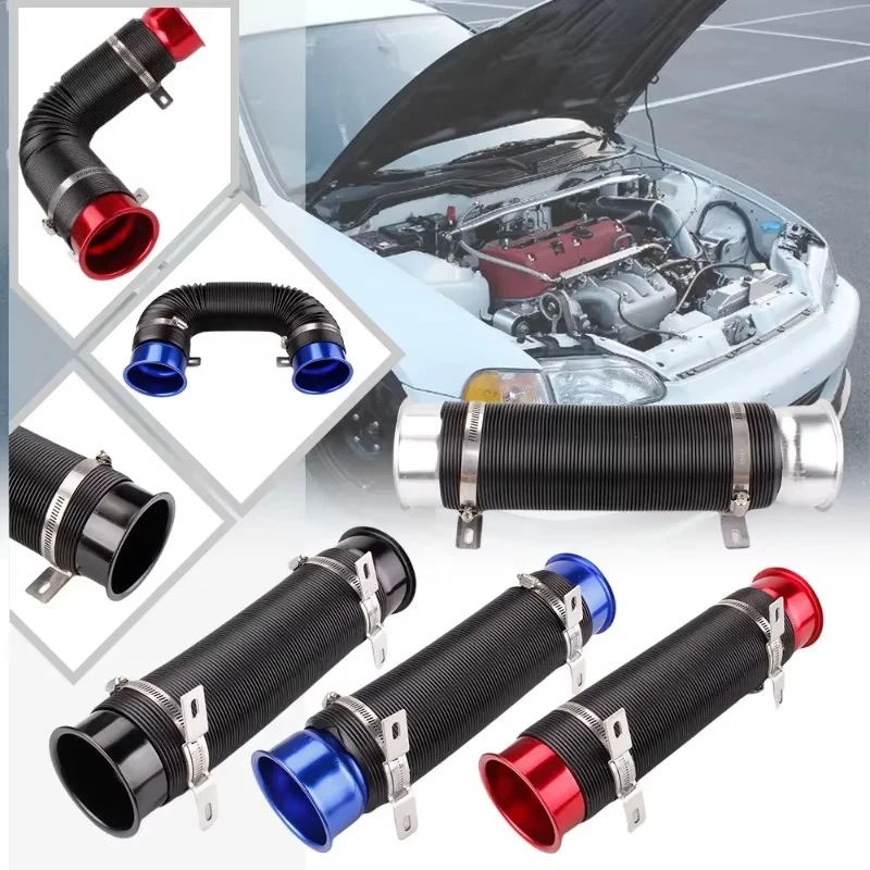 1Pcs 76MM Car Cold Air Turbo Intake Inlet Pipe Adjustable Flexible Duct Tube Hose Cold Feed Duct Pipe