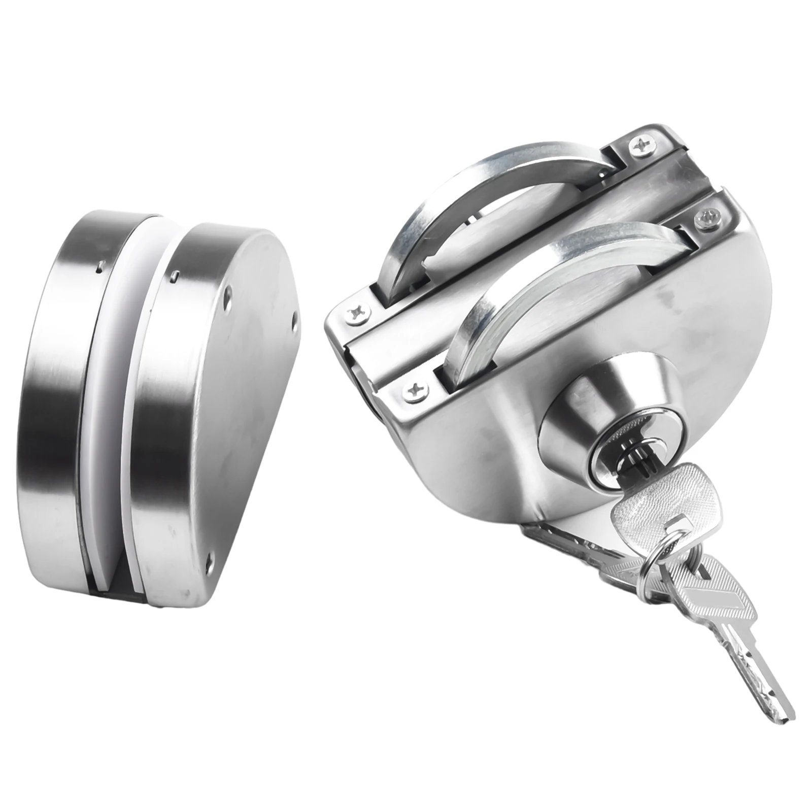 

1pc Glass Door Lock With Keys Door Latch Stainless Steel Double Curved Glass Latch Fit Gap 6-10mm Glass 8-12m Handles