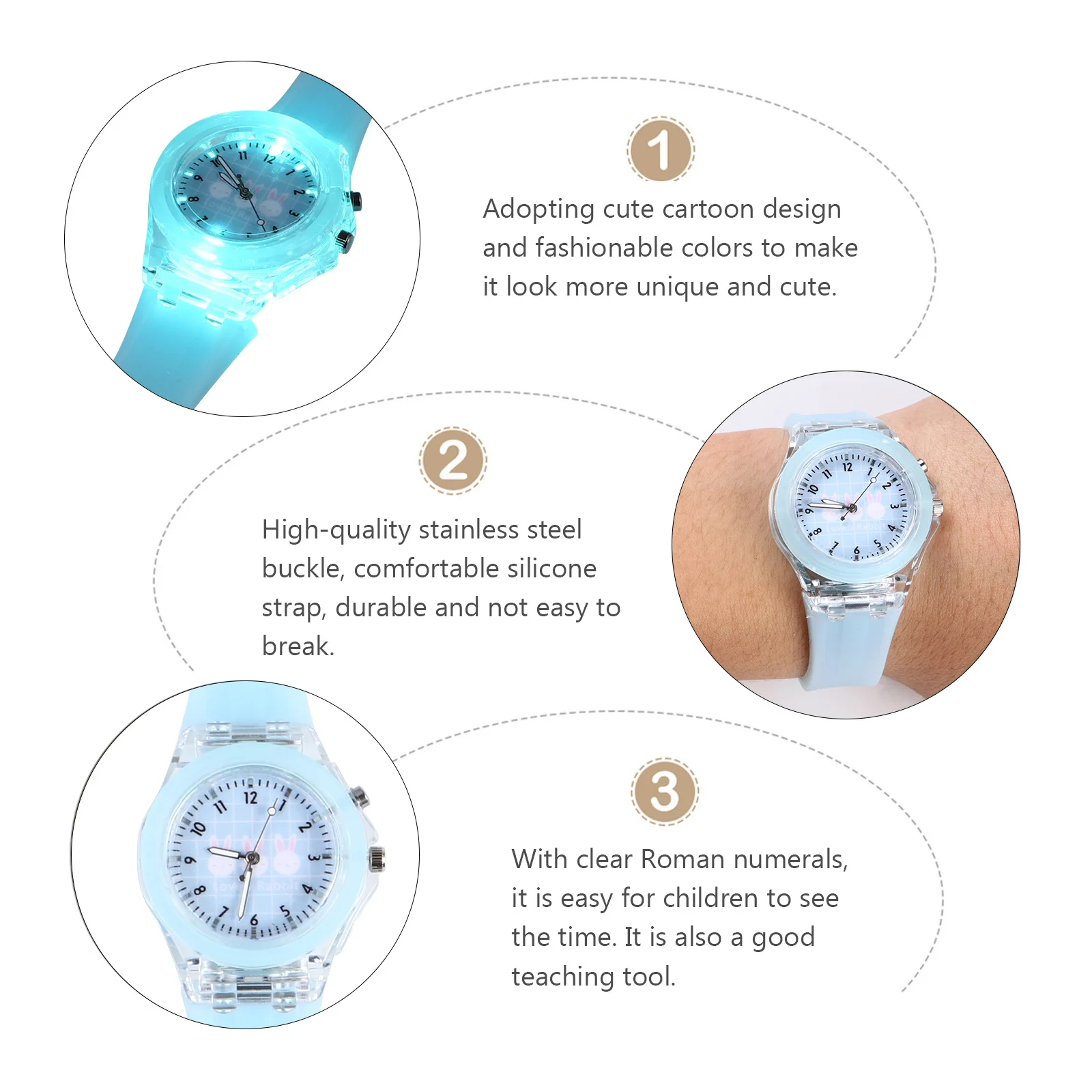 ساعة مضيئة من السيليكون الكرتوني تتوهج في الظلام لهدية حفلة عيد الميلاد وعيد الميلاد #2