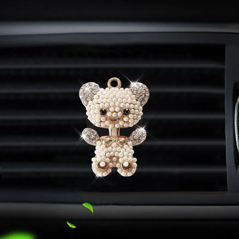 Car Temperament Interior Aromatherapy Perfume Clip Crown Bear Rhinestones Car Accessories Girls Gift Aromatherapy Assessoires