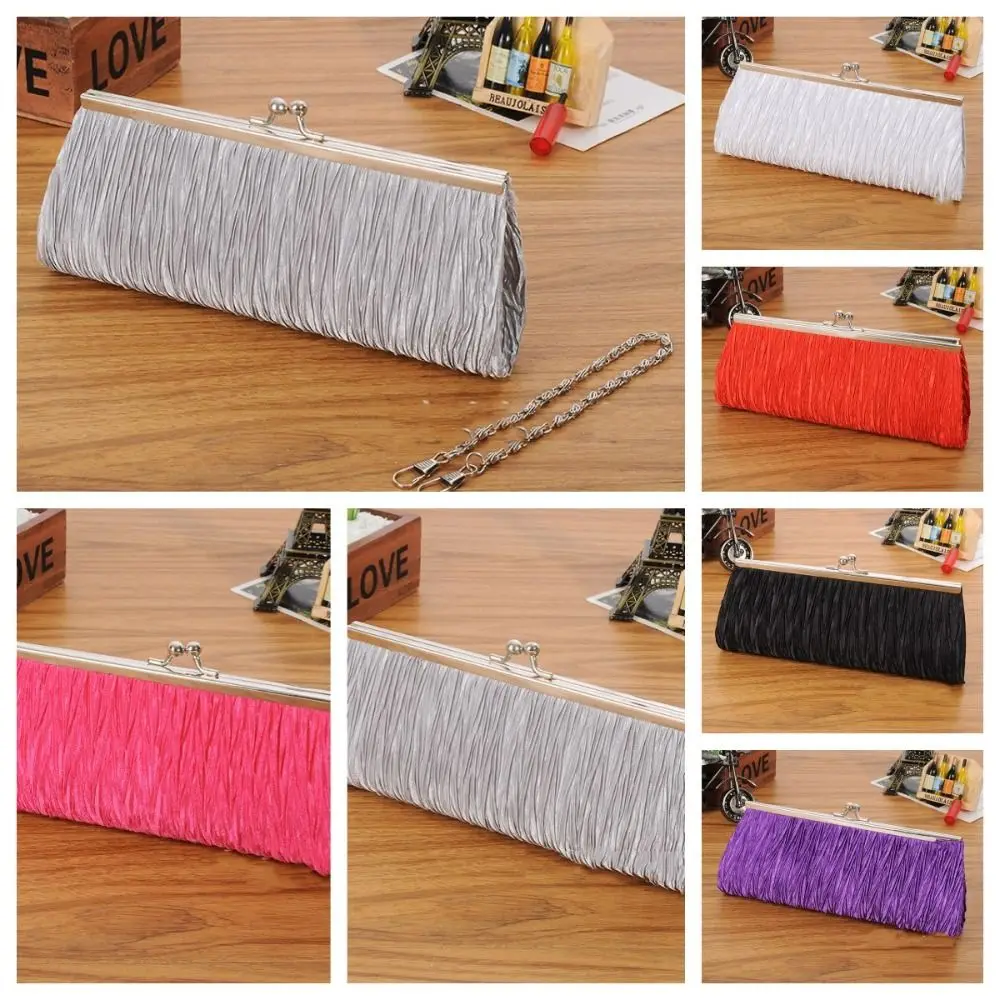 Elegante Bolso de Mano Plisado Multicolor con Cadena, Bolso de Hombro, Cartera, Bolso de Fiesta, Bolso de Noche para Bodas