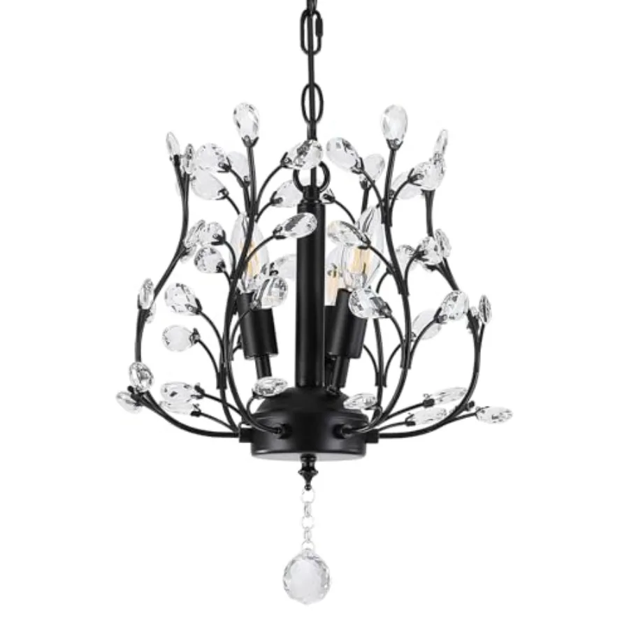 

Маленькая хрустальная люстра в стиле фермерского дома, 3-ламповый хрустальный подвесной светильник с регулируемой цепью 47,2 дюйма, винтажный потолочный кронштейн 13,8 дюйма