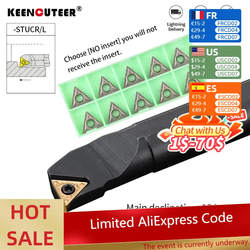 

S20R-STUCR16 S25S-STUCR16 Internal Turning Tool Holder TCMT16 Inserts S20R-STUCL16 Lathe Bar CNC Cutting Tools Set