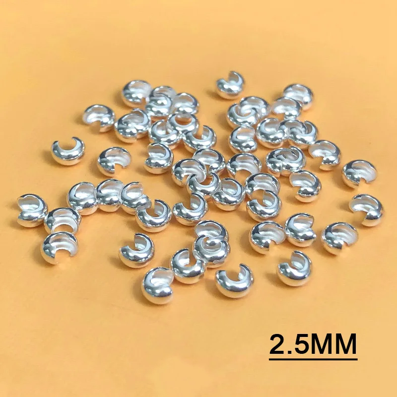 Real 925 Sterling Silver End Beads Silver Crimp Cover Jewelry Making Handmde DIY Accessories Silver Jewelry Findings Seed Beads