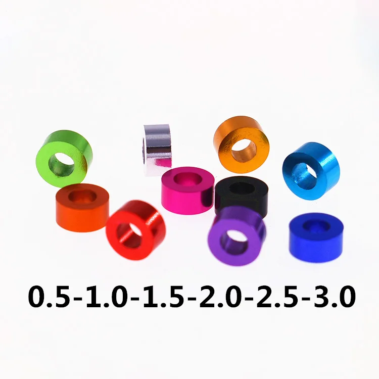 10pcs M3*6*0.5/1/1.5/2/2.5/3 Colourful Aluminum washer Bushing gasket Spacer sleeve Non-thread standoffs For RC Model Parts