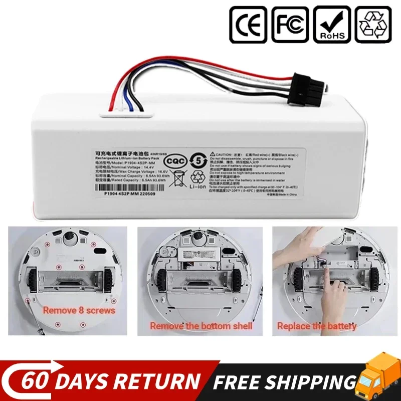 Per Xiaomi Mijia Mi 1C batteria robot aspirapolvere, batteria sostituibile robot aspirapolvere G1 12800mah
