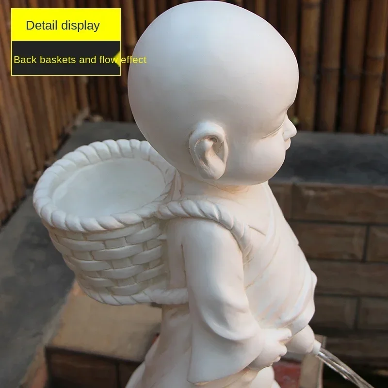 Pee Boy Water Fountain Cute Zen Little Monk Urine Children Sculpture Garden Landscape Fish Pond Decorative Crafts