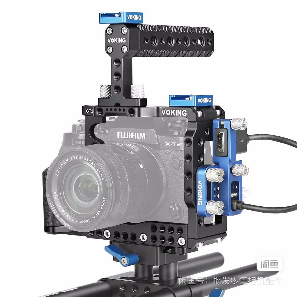 

Корзина для камеры Mcoplus XT2 из алюминиевого сплава с резьбовыми отверстиями 1/4 дюйма 3/8 дюйма и верхней ручкой для камеры Fujifilm XT2 X-T2