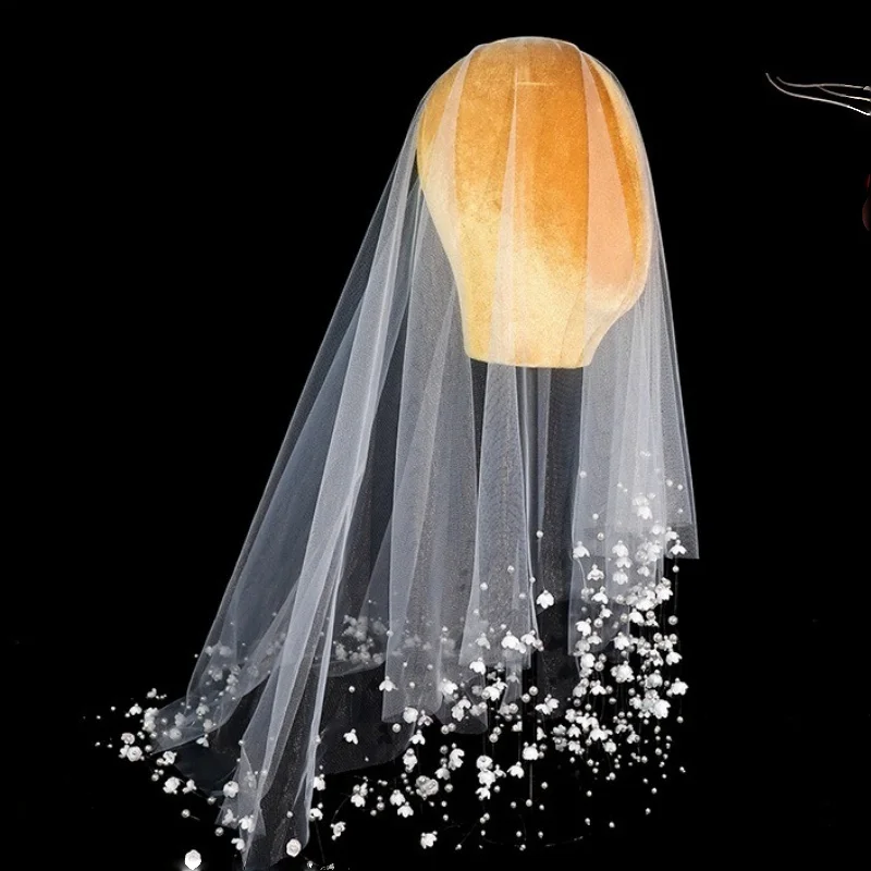Neuer Maiglöckchen-Quastenschleier, super handgenähter Perlenschleier, feenhaft, perfekt für Brautkleider, Foto-Requisiten. – Detail 2