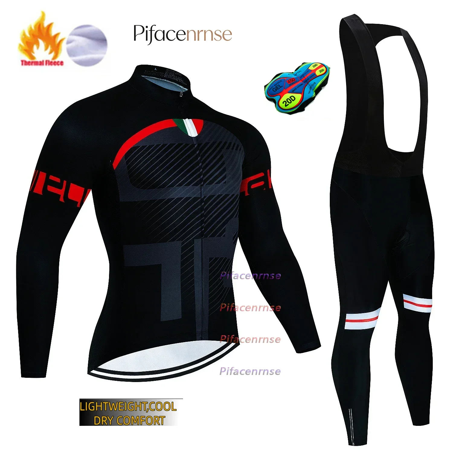

2026 New Winter Thermal Fleece Cycling Jersey Set Long Sleeve MTB Racing Bike Jersey Suit For Men Bib Pants Set Cycling Clothing