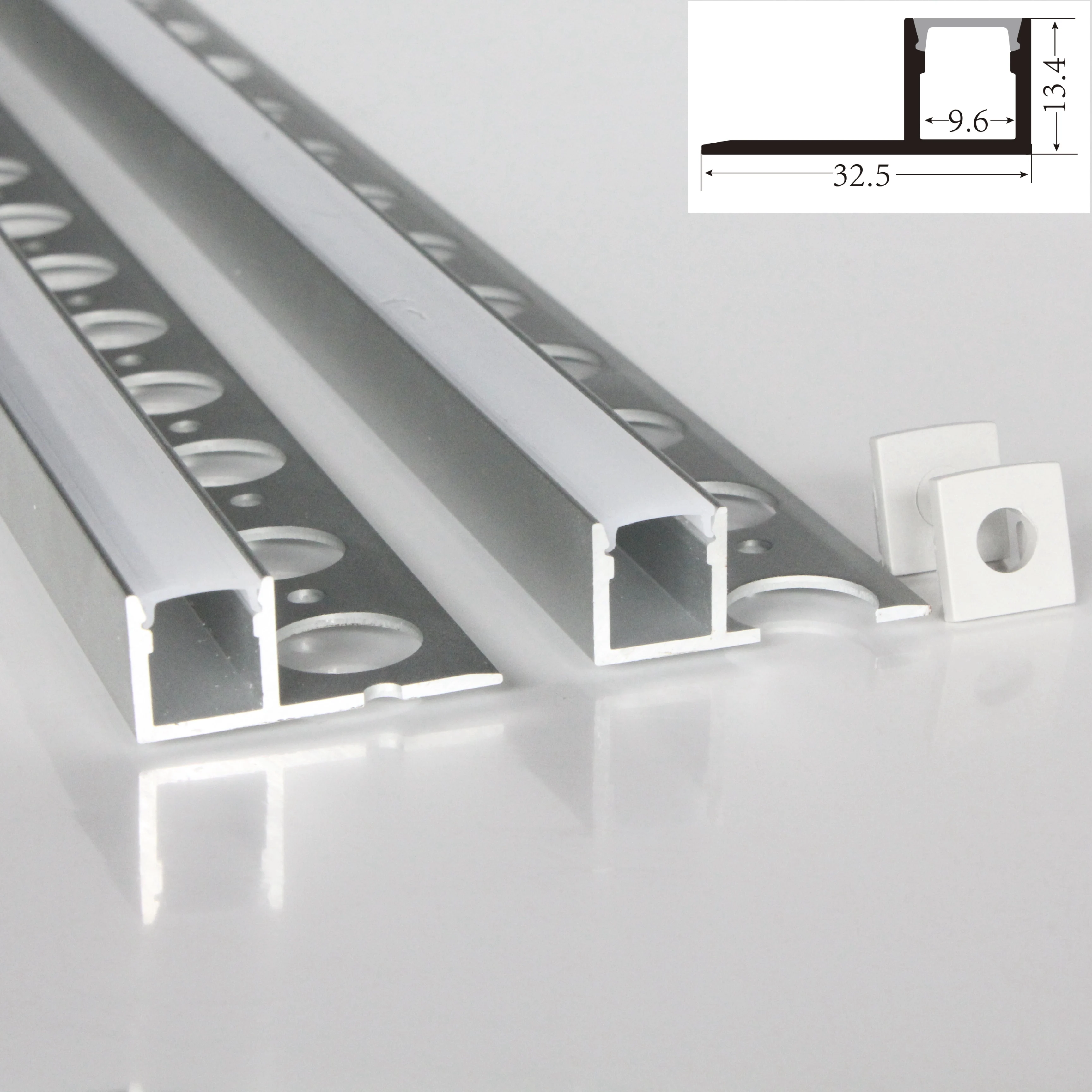 20m(20pcs) A Lot, 1m Per Piece, Aluminum Extrusion Profiles For LED Strips Display With Milky Diffuse Cover