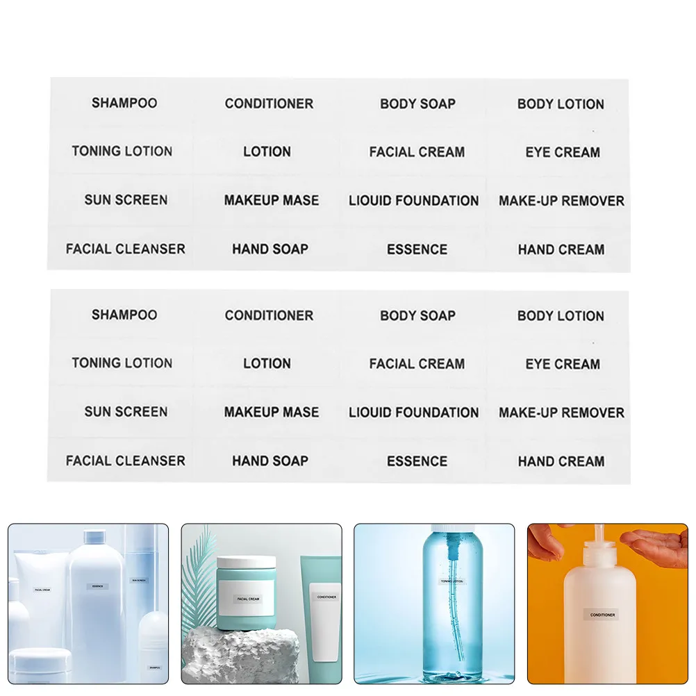 

15 Sheets Travel Labels for Toiletries Sleek Design Permanent Stickiness Ideal for Bottles Jars Containers in Bathroom