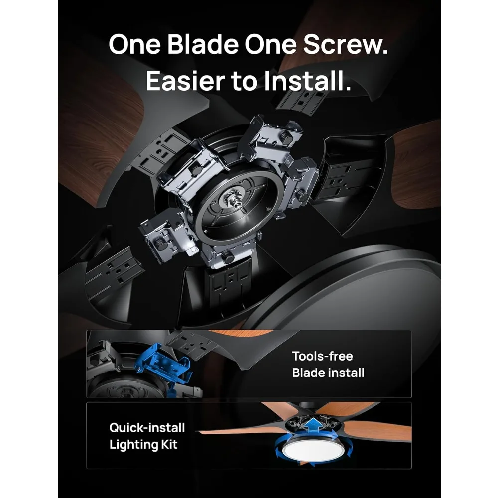 Smart Ceiling Fans with Lights, Low profile Ceiling Fan with Alexa/App, 52'' Dimmable Lighting & Color Tuning