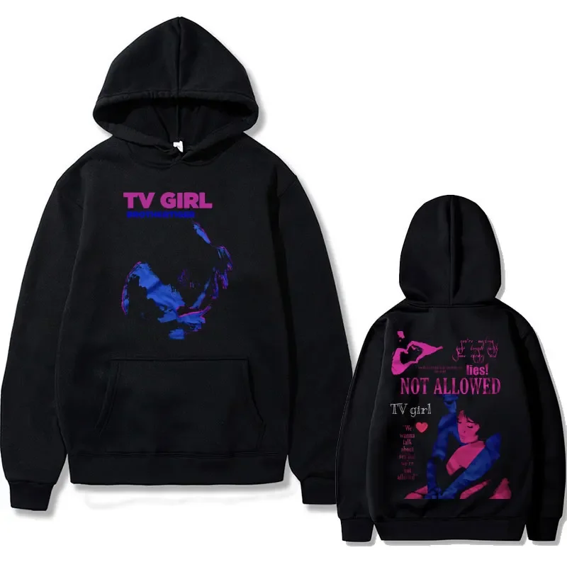 Hoodie gráfico unissex para homens e mulheres, Hoodies de algodão de lã, Streetwear preto masculino, moletom extragrande, TV Girl Fashion, edição limitada