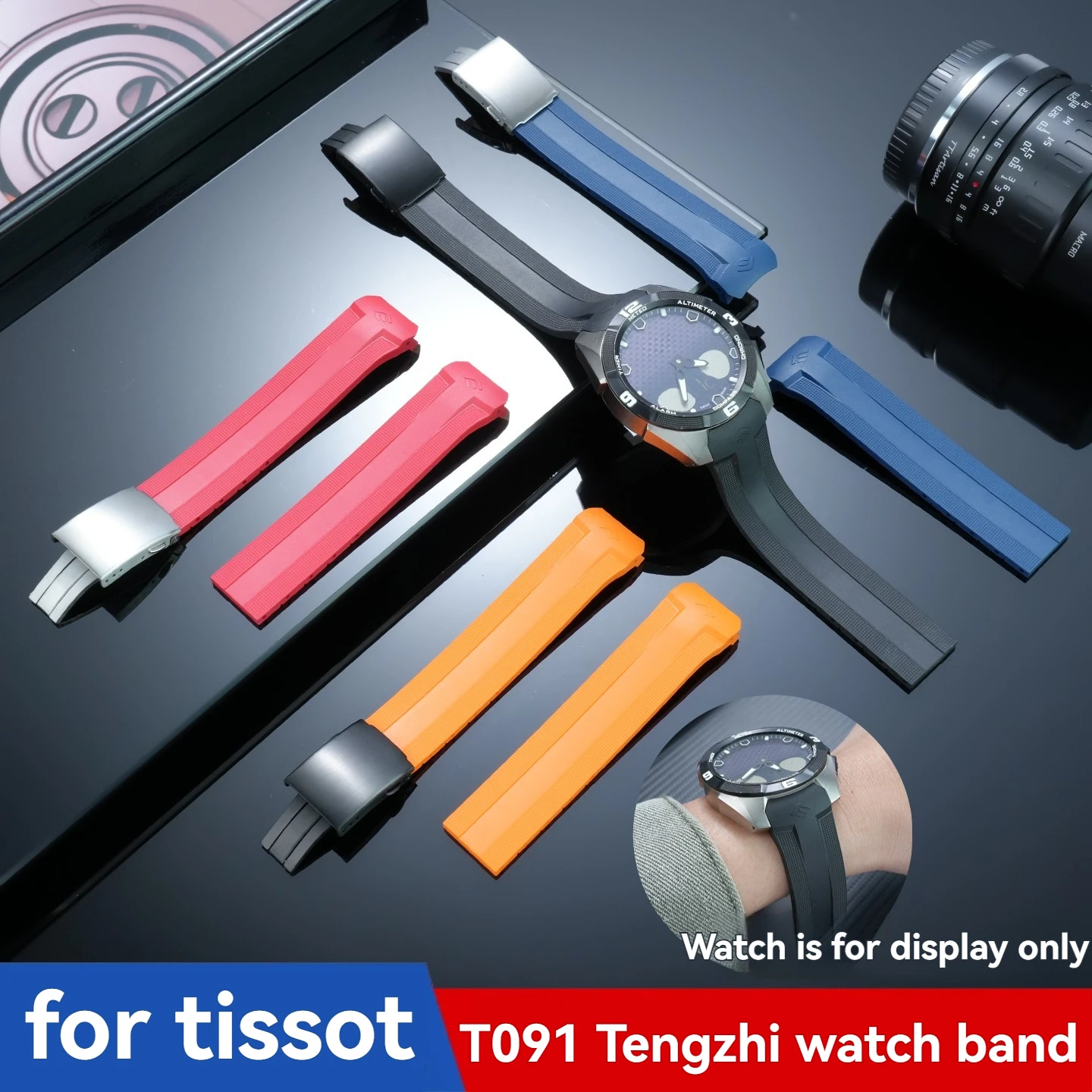 Silicone Rubber Watch Strap 22mm For Tissot 1853 T-Touch Tengzhi T091 T091.420A Original Replacement Watch Band