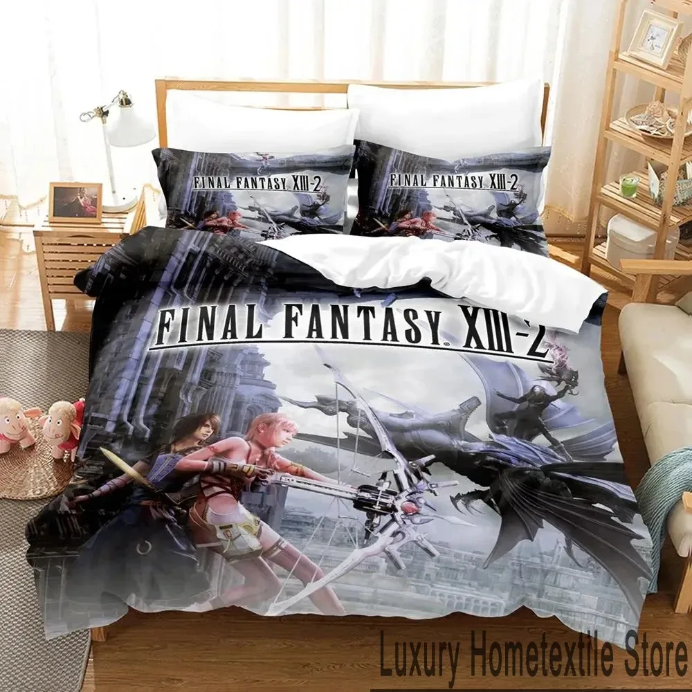 

3D Print Anime Game FINAL FANTASY XIII-2 Bedding Set Boys Girls Twin Queen King Size Duvet Cover Pillowcase Bed boys Adult