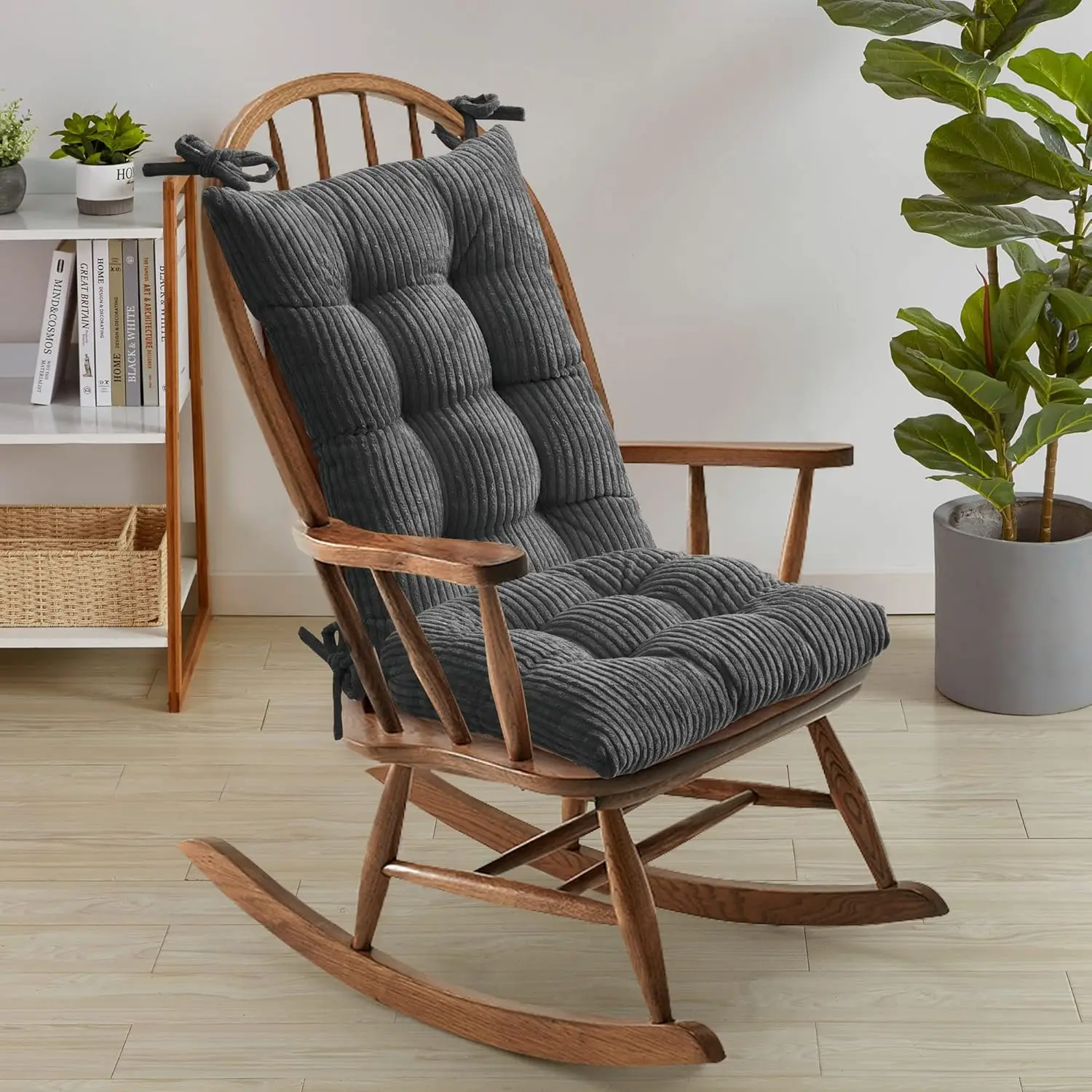 Custom 6cm Rocking Chair Cushion,Tufted Non-Slip Comfortable Rocking Chair Cushions Indoor with Ties,Corduroy Rocking Chair Pads