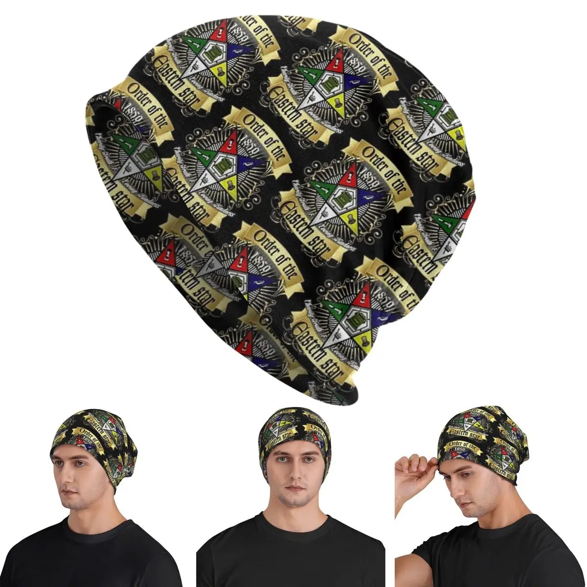 

OES Style Order Of The Eastern Star Logo Sistar Freemason Skullies Шапки Шапки Осенне-зимняя шапка Вязаные шапки для взрослых