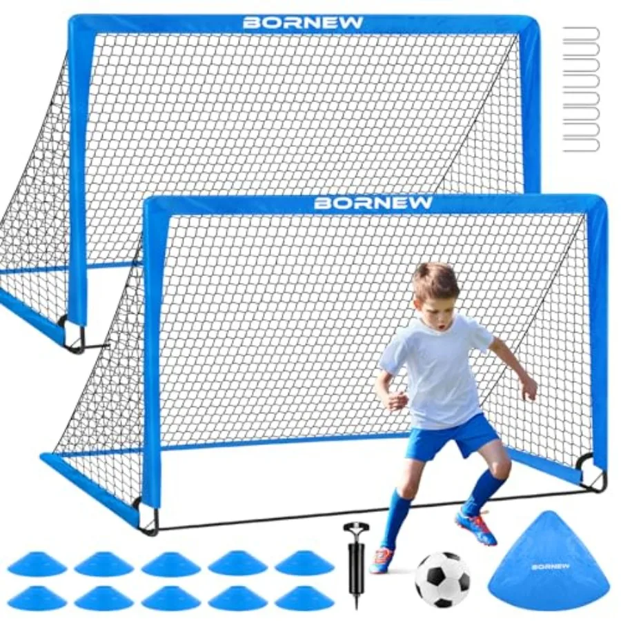 

Soccer Goal for Backyard Set - 2 Set of 6X4/ Feet Toddler Soccer Nets Training Equipment, Soccer Ball, Pop Up Portable Soccer S
