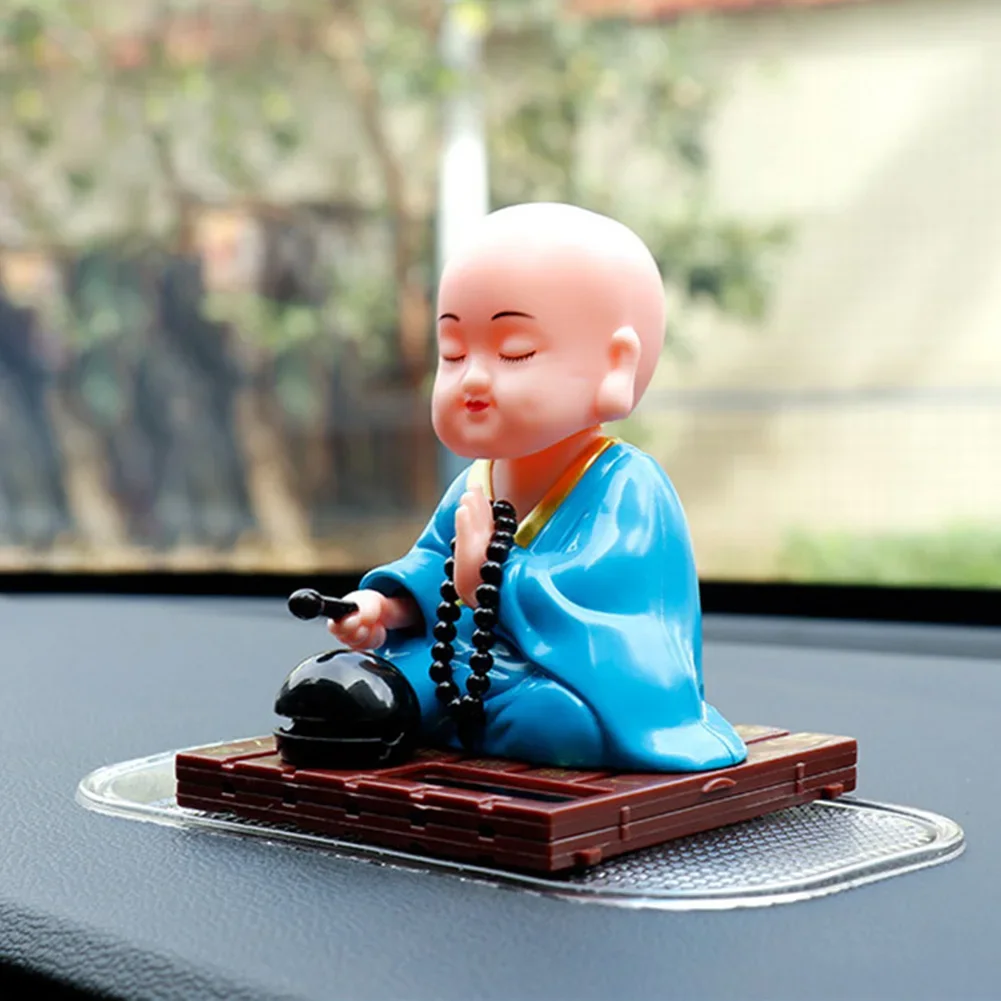 1pcs Solar Powered Bobble Shaking Head Monk Ornaments Buddhist Monk Figurines Statues Car Home Office Decorations - Image 4