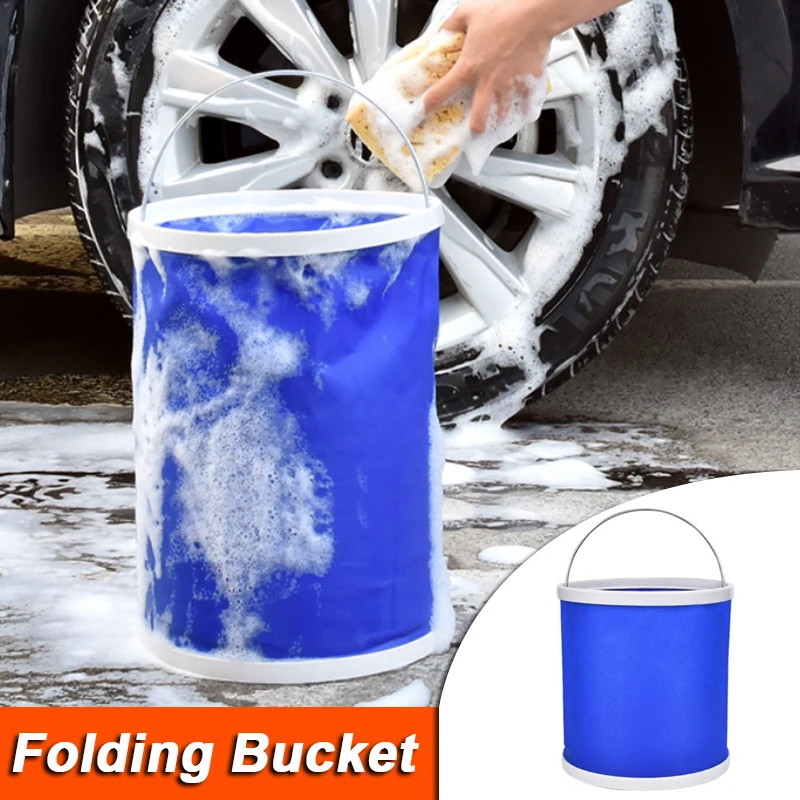 

9/11/13L Car Folding Bucket Barrel Portable Camping Hiking Fishing Washing Bucket Outdoor Fish Tackles Tool Auto TrunkCanvas Bag