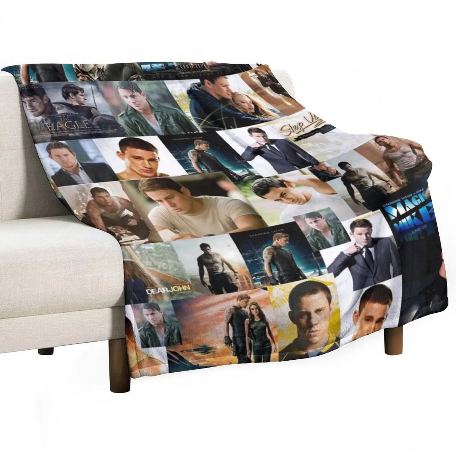 

Channing Tatum Seamless Squarish Photo Collage Throw Blanket Fuzzy Plush Throw Blanket for Sofa Chair